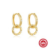 S925 Sterling Silver Cross Double Buckle Inlaid Zircon Earrings With Geometric Design And Electroplating Treatment
