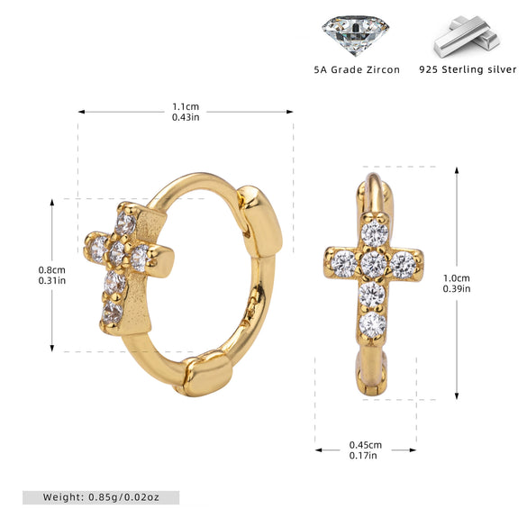S925 Sterling Silver Cross Ear Buckle Earrings With Ushape Letters Numbers Text And Electroplating For Women