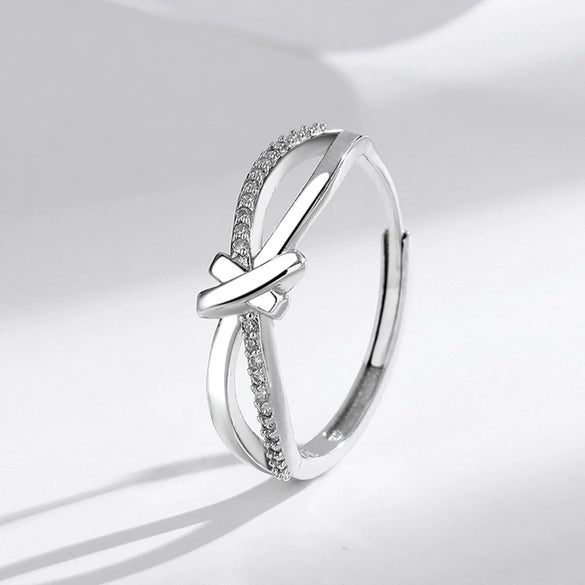 S925 Sterling Silver Cross Ring With Diamond Letters Numbers And Text Pattern Fashion Trendy Unisex