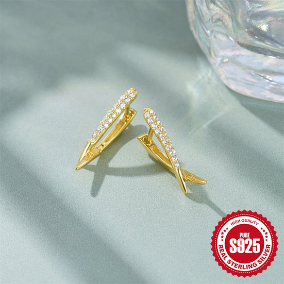 S925 Sterling Silver Cross X Shaped Leaves Opal Earrings With Geometric Design For Women