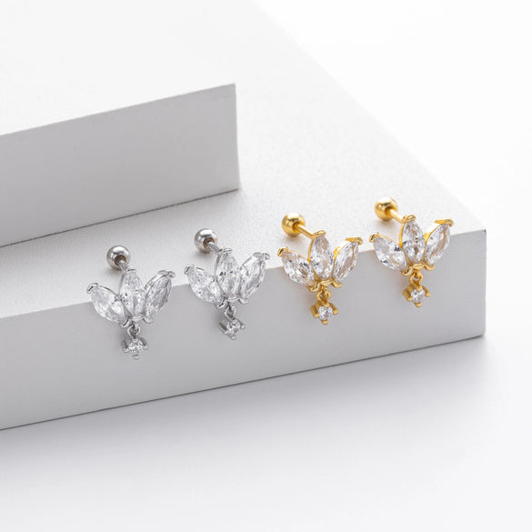 S925 Sterling Silver Crown Zirconium Electroplated Fashionable Women's Earrings