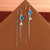 S925 Sterling Silver Crystal Tassel Drop Earrings For Women Elegant Animal Fishtail Ear Line Design