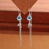 S925 Sterling Silver Crystal Tassel Drop Earrings For Women Elegant Animal Fishtail Ear Line Design