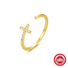 S925 Sterling Silver Curved Petal Single Row Diamondencrusted Luxury Stacked Open Ring With Real Gold Electroplating And Geometric Design For Women