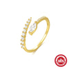 S925 Sterling Silver Curved Petal Single Row Diamondencrusted Luxury Stacked Open Ring With Real Gold Electroplating And Geometric Design For Women