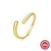 S925 Sterling Silver Curved Petal Single Row Diamondencrusted Luxury Stacked Open Ring With Real Gold Electroplating And Geometric Design For Women