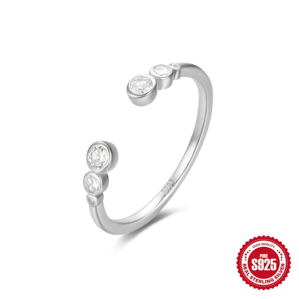 S925 Sterling Silver Curved Petal Single Row Diamondencrusted Luxury Stacked Open Ring With Real Gold Electroplating And Geometric Design For Women