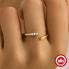 S925 Sterling Silver Curved Petal Single Row Diamondencrusted Luxury Stacked Open Ring With Real Gold Electroplating And Geometric Design For Women