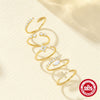 S925 Sterling Silver Curved Petal Single Row Diamondencrusted Luxury Stacked Open Ring With Real Gold Electroplating And Geometric Design For Women