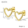 S925 Sterling Silver Cut Out Heart Geometric Electroplated Women's Earrings