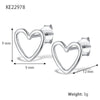 S925 Sterling Silver Cut Out Heart Geometric Electroplated Women's Earrings