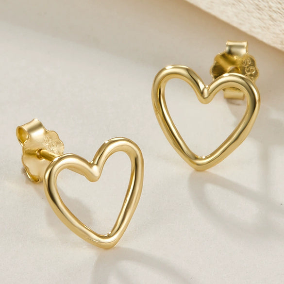 S925 Sterling Silver Cut Out Heart Geometric Electroplated Women's Earrings