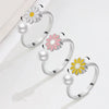 S925 Sterling Silver Daisy Flower Rotating Ring With Pearl Electroplated Floral Adjustable Ring For Women