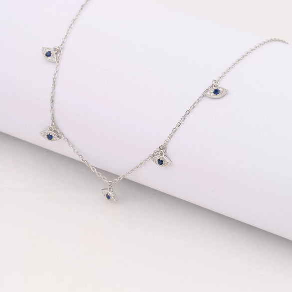 S925 Sterling Silver Demon's Eye Inlaid Zircon Necklace For Women