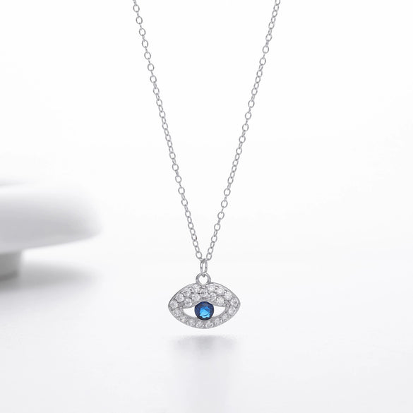 S925 Sterling Silver Devil's Eye Pendant Inlaid Zircon Necklace For Women