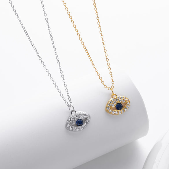 S925 Sterling Silver Devil's Eye Pendant Inlaid Zircon Necklace For Women