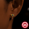 S925 Sterling Silver Devil's Eye Stud Earrings With Colored Diamond Pendant Geometric Design Electroplated For Women