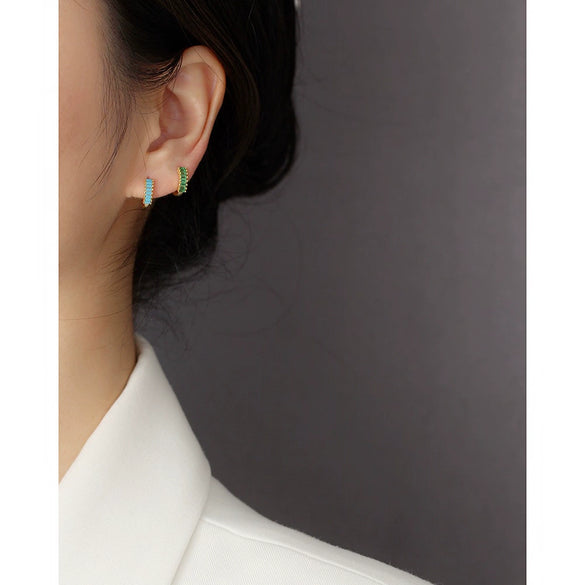 S925 Sterling Silver Diamond Inlaid Square Zircon Earrings Unisex Geometry Style