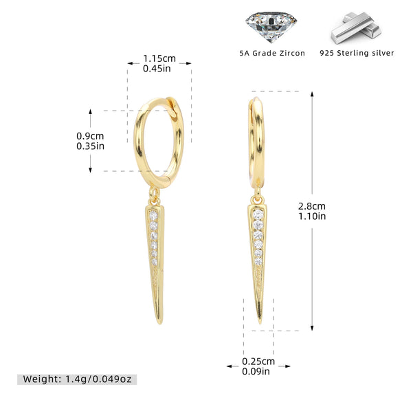 S925 Sterling Silver Distinctive Creative Stone Women's Hip Hop Earrings