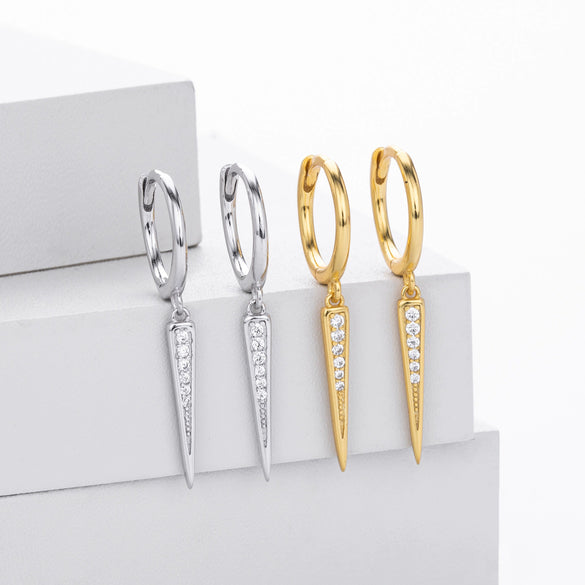 S925 Sterling Silver Distinctive Creative Stone Women's Hip Hop Earrings