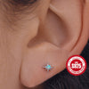 S925 Sterling Silver Distinctive Octagon Earrings With Inlaid Zircon And Geometric Pattern For Women
