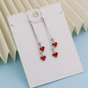 S925 Sterling Silver Double Heart Drop Earrings For Women Elegant Long Tassel Red Heart Dangle Earrings
