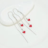 S925 Sterling Silver Double Heart Drop Earrings For Women Elegant Long Tassel Red Heart Dangle Earrings