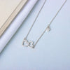 S925 Sterling Silver Double Heart Necklace For Women Electroplated Cross Chain Clavicle Pendant Light Luxury Minimalist Jewelry