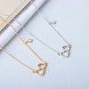 S925 Sterling Silver Double Heart Necklace For Women Electroplated Cross Chain Clavicle Pendant Light Luxury Minimalist Jewelry