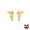 S925 Sterling Silver Double Layer Love Butterfly Pearl Petal Earrings For Women With Geometric Design And Electroplating