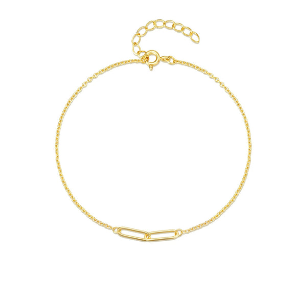 S925 Sterling Silver Double Ring Pclip Bracelet With Geometric Design Electroplated And Real Gold Plated For Women