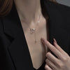 S925 Sterling Silver Double Ring Pendant Necklace For Women Light Luxury Geometric Cross Chain Elegant Minimalist Jewelry