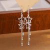 S925 Sterling Silver Double Star Tassel Drop Earrings For Women Light Luxury Fashion Long Dangle Earrings