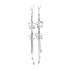 S925 Sterling Silver Double Star Tassel Drop Earrings For Women Light Luxury Fashion Long Dangle Earrings