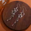 S925 Sterling Silver Double Star Tassel Drop Earrings For Women Light Luxury Fashion Long Dangle Earrings