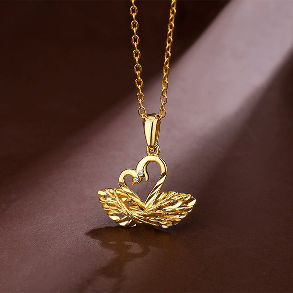 S925 Sterling Silver Double Swan Pendant Necklace Light Luxury Animal Design Cross Chain Clavicle Necklace For Women
