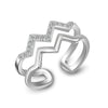 S925 Sterling Silver Doublelayer Heart Lightning Wave Pattern Diamond Ring Women's Fashionable