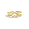 S925 Sterling Silver Doublelayer Heart Lightning Wave Pattern Diamond Ring Women's Fashionable
