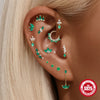 S925 Sterling Silver Doublelayered Geometric Ear Bone Nose Ring With Natural Green Chalcedony And Environmentally Friendly Electroplating For Unisex