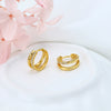 S925 Sterling Silver Doublering Inlaid Color Diamond Earrings Geometric Fashion Style Electroplated