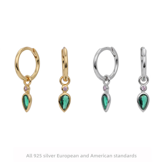 S925 Sterling Silver Drop Shape Geometric Women's Earrings