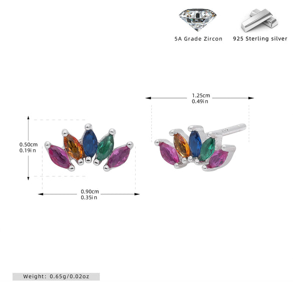 S925 Sterling Silver Drop Shape Inlaid Zircon Earrings Simple Light Luxury Style