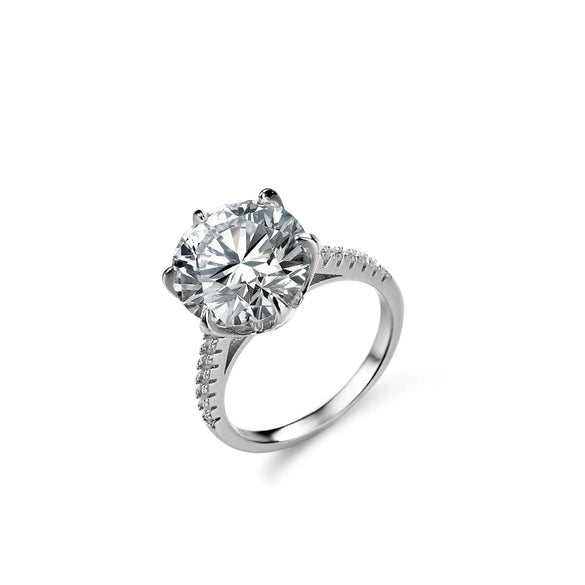 S925 Sterling Silver Drop Shape Women's Classic Sixclaw Moissanite Ring
