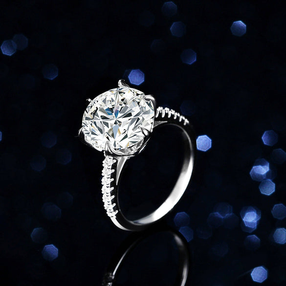 S925 Sterling Silver Drop Shape Women's Classic Sixclaw Moissanite Ring