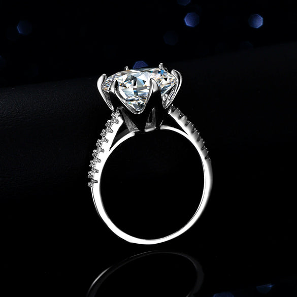 S925 Sterling Silver Drop Shape Women's Classic Sixclaw Moissanite Ring
