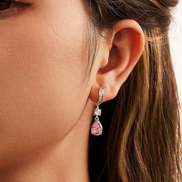 S925 Sterling Silver Dropshaped And Round Electroplated Geometric Light Luxury Women's Earrings