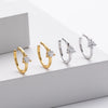 S925 Sterling Silver Earrings Cshaped Ushape Heartshaped With Hanging Rings Micropaved Zircon Electroplated Women's