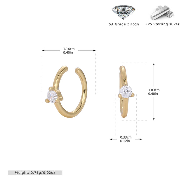 S925 Sterling Silver Earrings Cshaped Ushape Heartshaped With Hanging Rings Micropaved Zircon Electroplated Women's