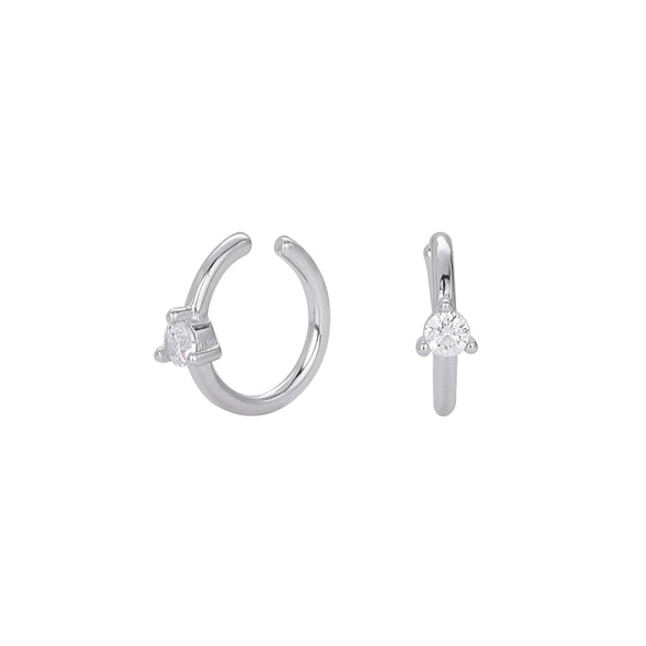 S925 Sterling Silver Earrings Cshaped Ushape Heartshaped With Hanging Rings Micropaved Zircon Electroplated Women's