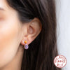 S925 Sterling Silver Egg Shaped Retro Asymmetric Ear Studs With Diamond Embedded Star Moon Dripping Oil Imitation Enamel